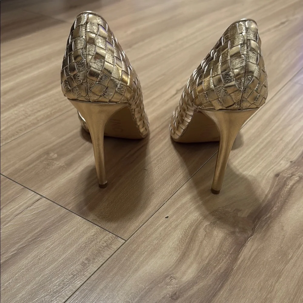INC International Concepts Women's Gold Woven Heels